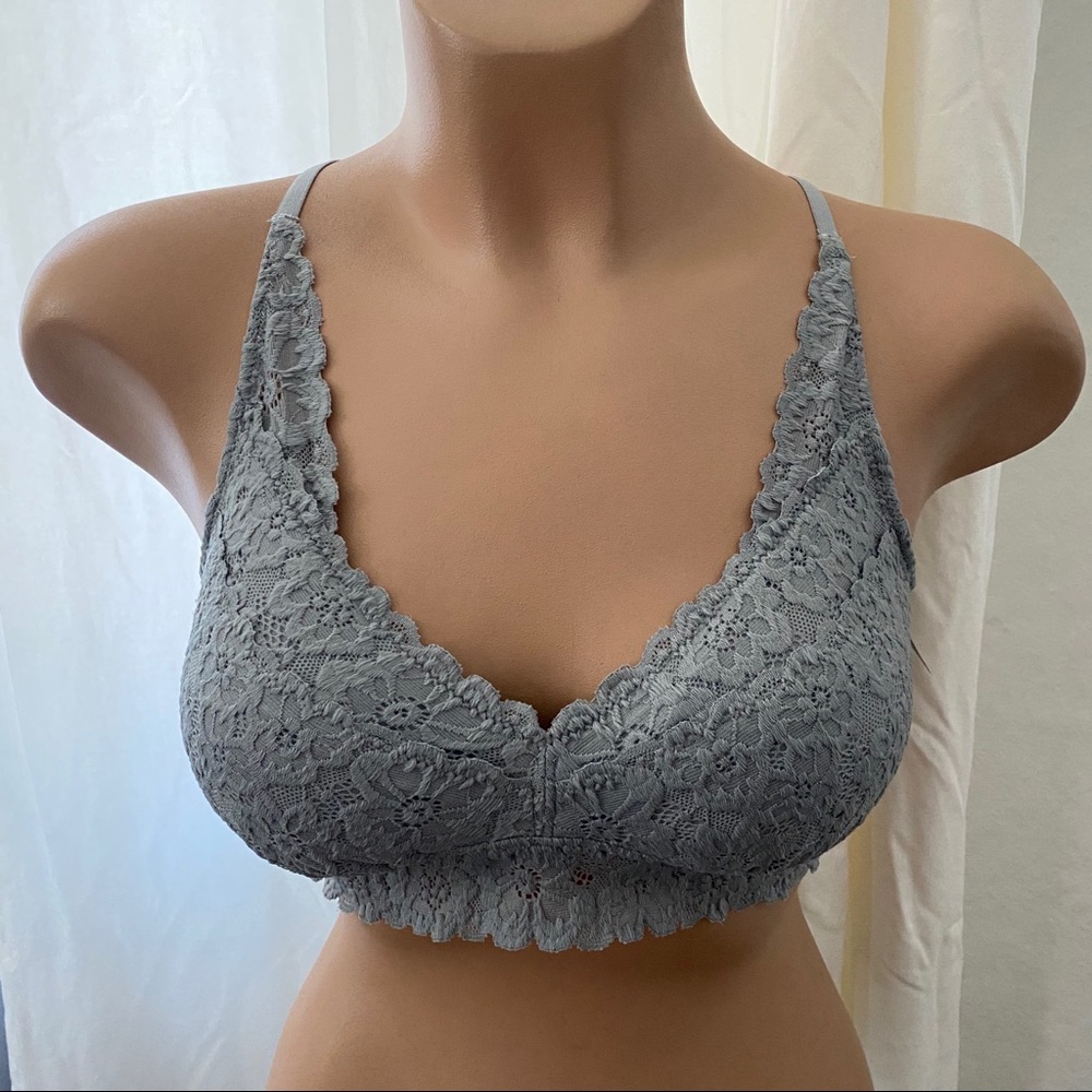 NWT aerie softest lace padded bralette gray sz m
